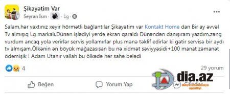 "Kontakt Home" satdığı məhsula məsuliyyət daşımır...