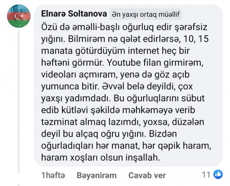 "Məhkəməyə verib təzminat almaq lazımdı, yoxsa, düzələn deyil bu oğru yığını..."