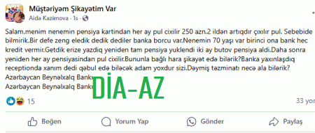 İki ildir pensiyasından qanunsuz olaraq PUL TUTULUR...